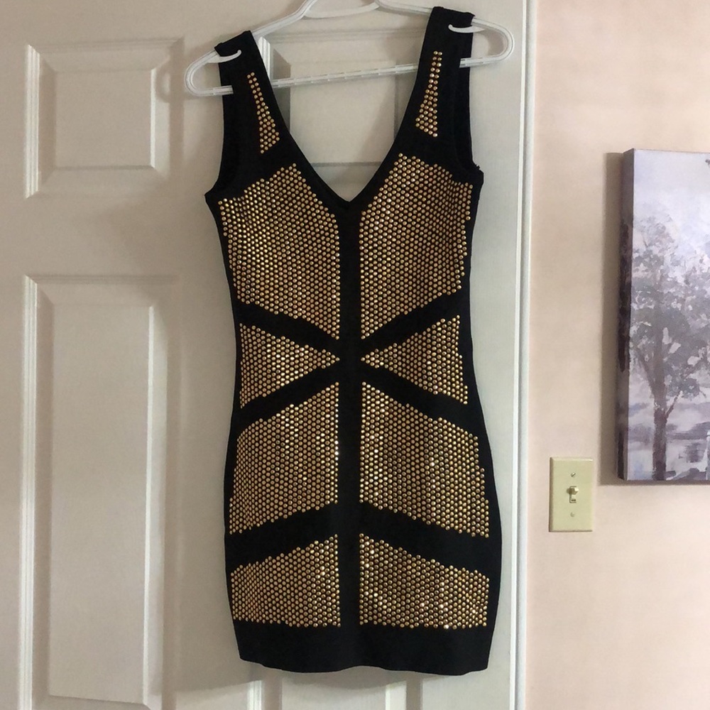 Bebe mini dress with golden studs